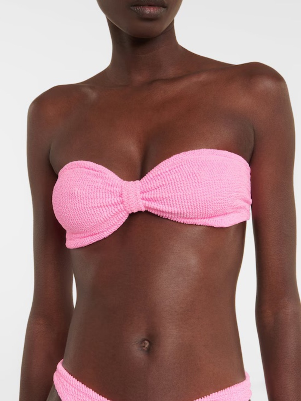 New Hunza G Bikini *Top Only* Pink Jean Bandeau Strapless Crinkle One Size - Picture 5 of 7